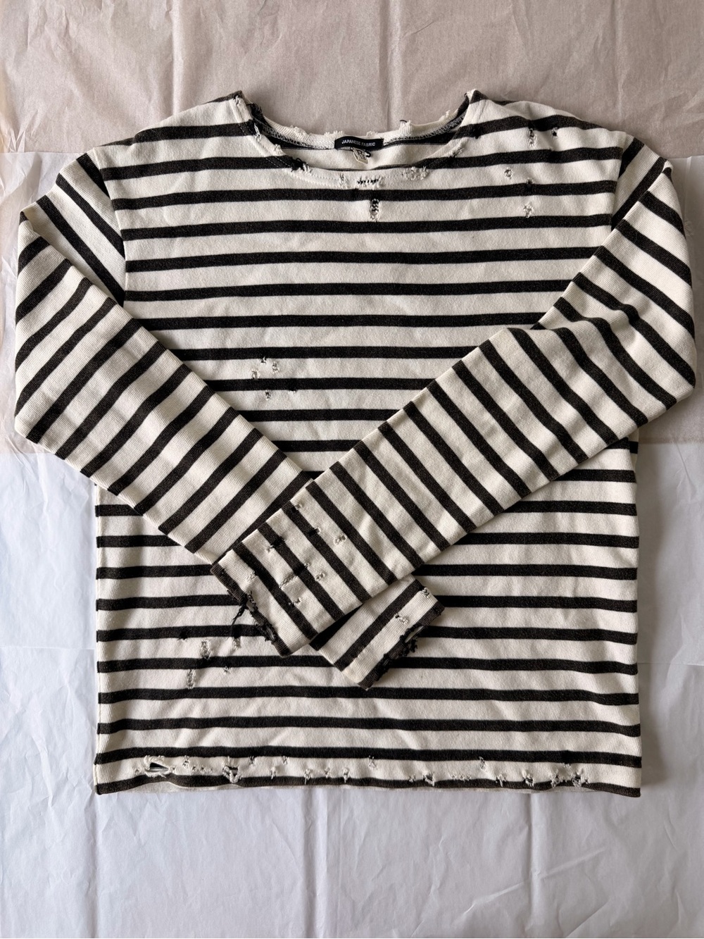 R13 Distressed Breton Stripe Long Sleeve Tee Size S